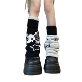 Harajuku Star Skull Two Side Wear Leg Warmers Socks